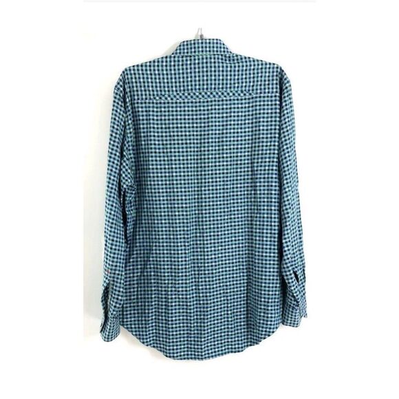 Robert Graham Men's M Teal Checkered Long Sleeve Button-Down Shirt - Picture 2 of 3